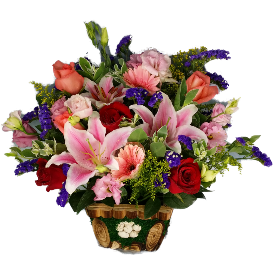 Lily and Roses Flowers Basket